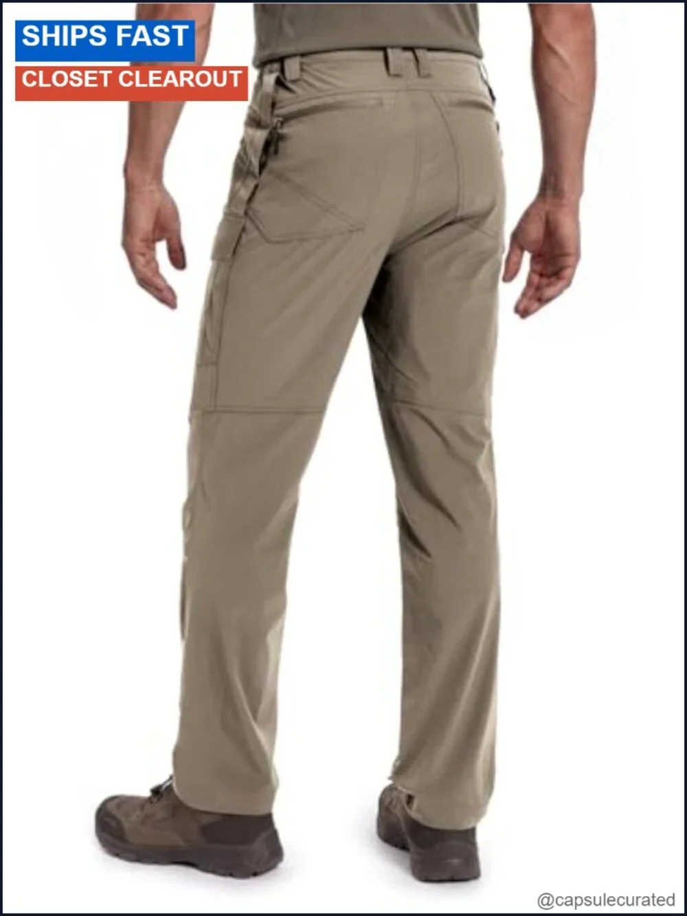 Men's Stretch Nylon Hiking Pants Lightweight Quick Dry Cargo with Zip Pockets